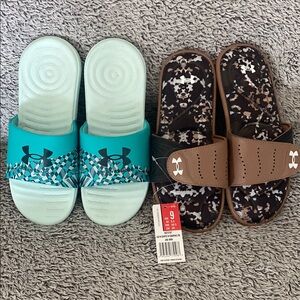 Under Armour Blue and Brown Sandals with Adjustable Straps
